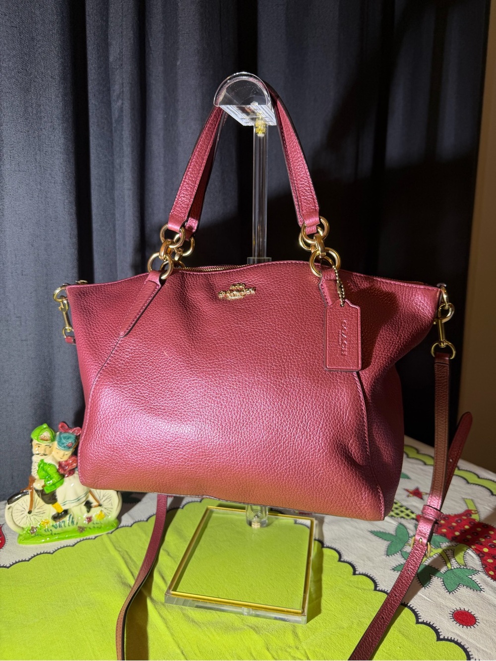 Coach Kelsey Leather Satchel in Metallic berry